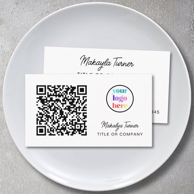 Carte De Visite Logo de société Code QR Moderne Professionnel (Créateur téléchargé)