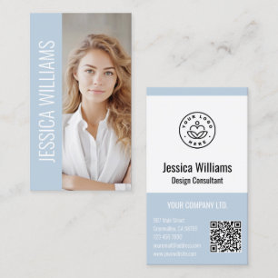 Carte De Visite Logo de société Code QR Moderne Professionnel Bleu