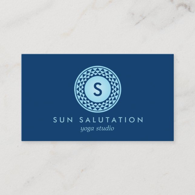 Carte De Visite LOGO DE SOLEIL BLEU MONOGRAM III pour YOGA STUDIO (Devant)