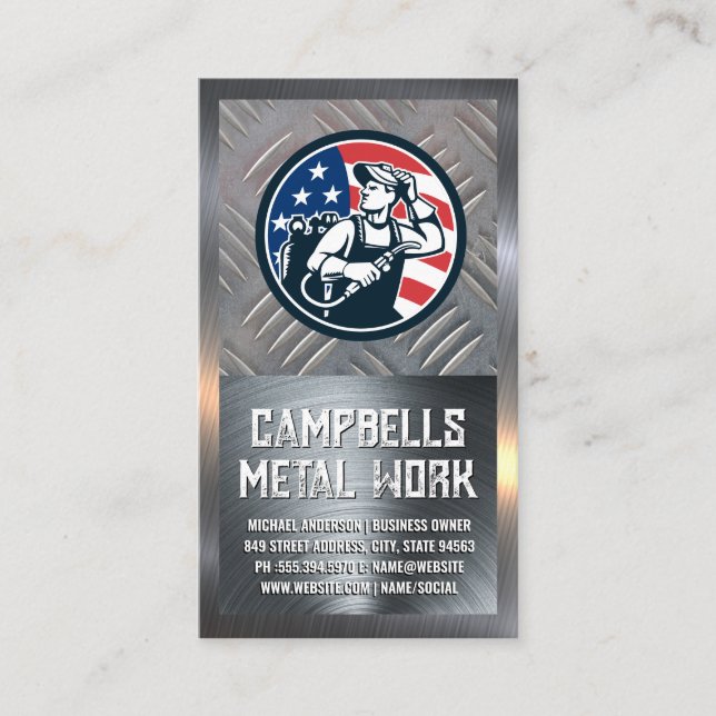 Carte De Visite Logo de souder américain | Acier (Devant)