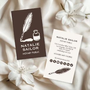 Carte De Visite Logo de stylo à encre plume personnalisé pour nota