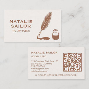 Carte De Visite Logo de stylo à encre plume Quill personnalisé QR 