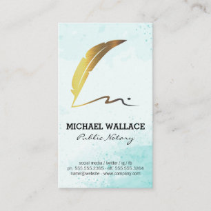 Carte De Visite Logo de stylo à plume Gold Quill   Aquarelle