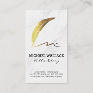 Carte De Visite Logo de stylo à plume Quill   Marbre