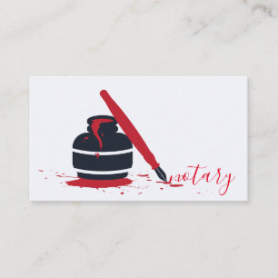 Carte De Visite Logo de stylo de l'agent notaire Écrivain de calli