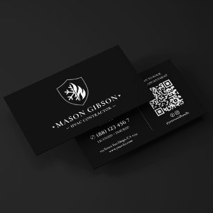 Carte De Visite Logo de technicien de chauffage moderne AC noir et