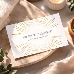 Carte De Visite Logo de thérapeute de massage Sunburst Or Luxe