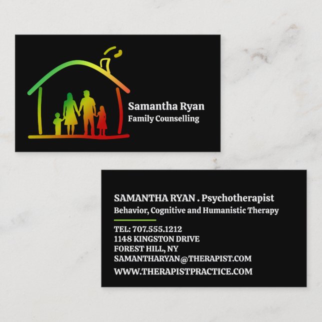 Carte De Visite Logo de thérapie familiale, Psychothérapeute (Devant / Derrière)