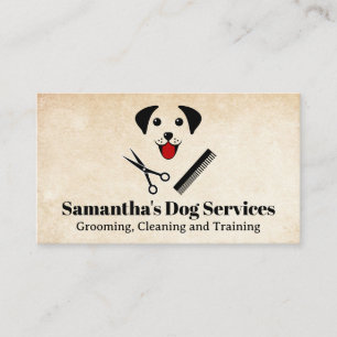 Carte De Visite Logo de toilettage des chiens   Heureux Chiot