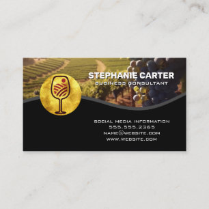 Carte De Visite Logo de verre à vin de vignoble Agriculture