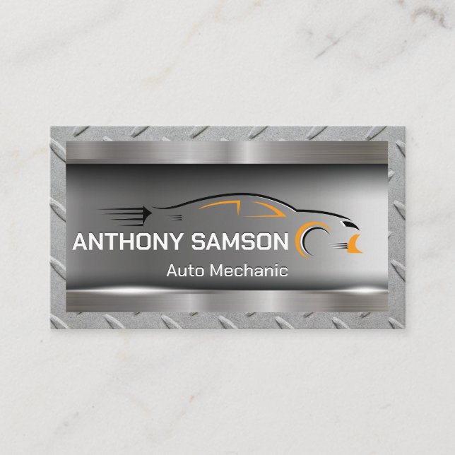 Carte De Visite Logo de voiture de sport | Métal | Services automa (Devant)