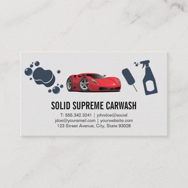 Carte De Visite Logo de voiture rouge | Outils de lavage de voitur (Devant)