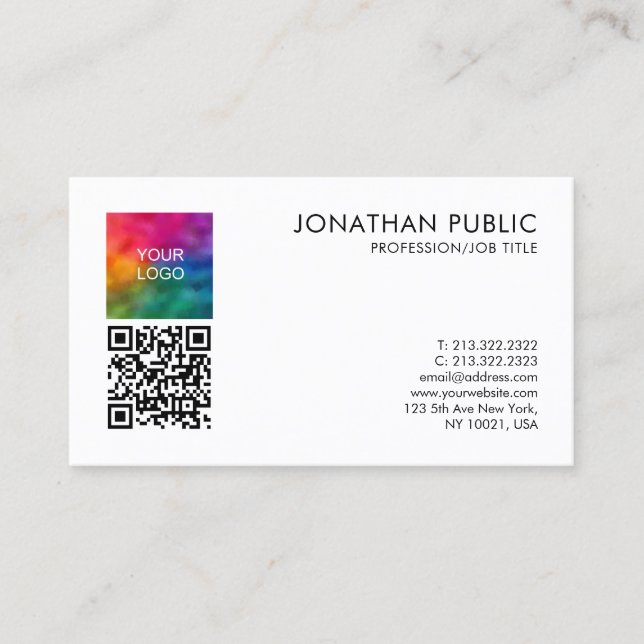 Carte De Visite Logo de votre entreprise ici QR Code Professionnel (Devant)