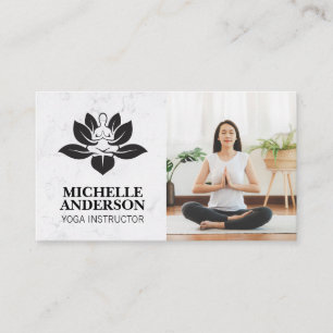 Carte De Visite Logo de yoga   Femme assise en train de méditer   