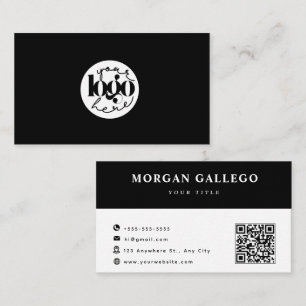 Carte De Visite Logo d'entreprise Black Professional QR Code
