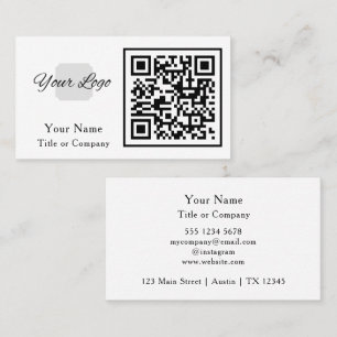 Carte De Visite Logo d'entreprise de code QR Simple Professional