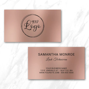 Carte De Visite Logo d'entreprise de technicien en cils Rose Gold 