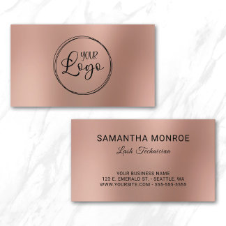 Carte De Visite Logo d'entreprise de technicien en cils Rose Gold 