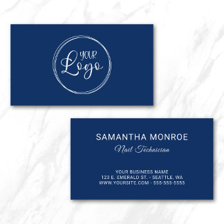 Carte De Visite Logo d'entreprise de technicien en onglerie Bleu m