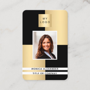 Carte De Visite Logo d'entreprise en or noir Code QR