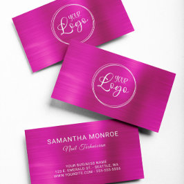 Carte De Visite Logo d'entreprise Faux Hot Pink Ombre Foil