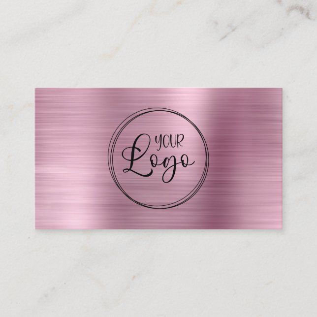 Carte De Visite Logo d'entreprise Faux Light Pink Ombre Foil (Devant)