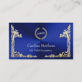 Carte De Visite Logo d'entreprise Gold Foil Peacock Corner bleu