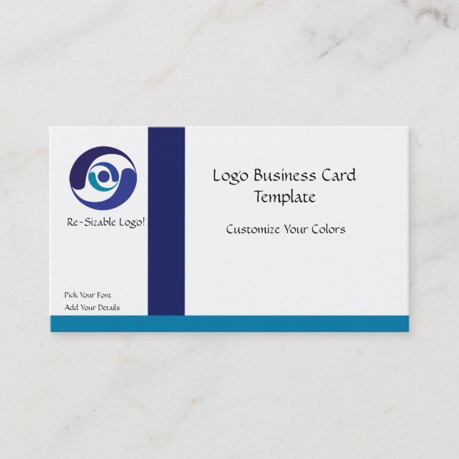 Carte De Visite Logo d'entreprise - Logo bleu simple (Devant)