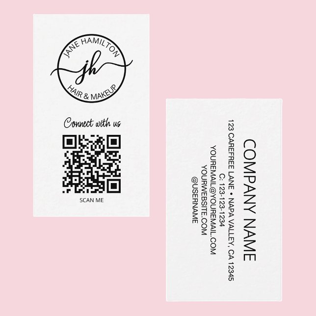 Carte De Visite Logo d'entreprise moderne QR Code Circle (Créateur téléchargé)