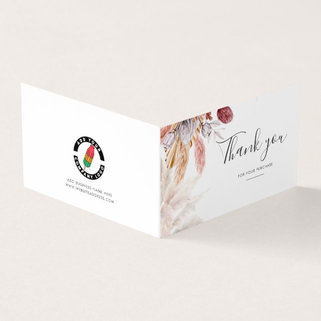 Carte De Visite Logo d'entreprise Pampas Grass Terracotta Merci (Extérieur)