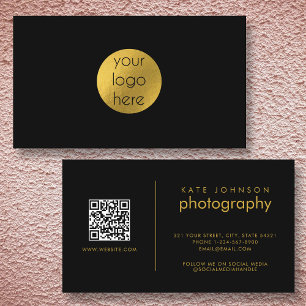 Carte De Visite Logo d'entreprise personnalisé Cercle Noir Or mode