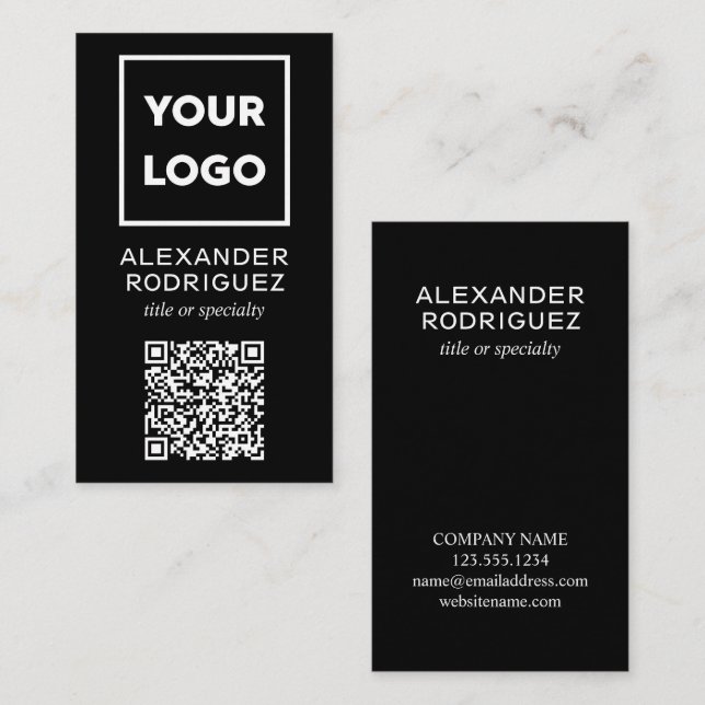 Carte De Visite Logo d'entreprise personnalisé et code QR moderne  (Devant / Derrière)
