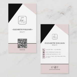 Carte De Visite Logo d'entreprise personnalisé noir et rose roux e