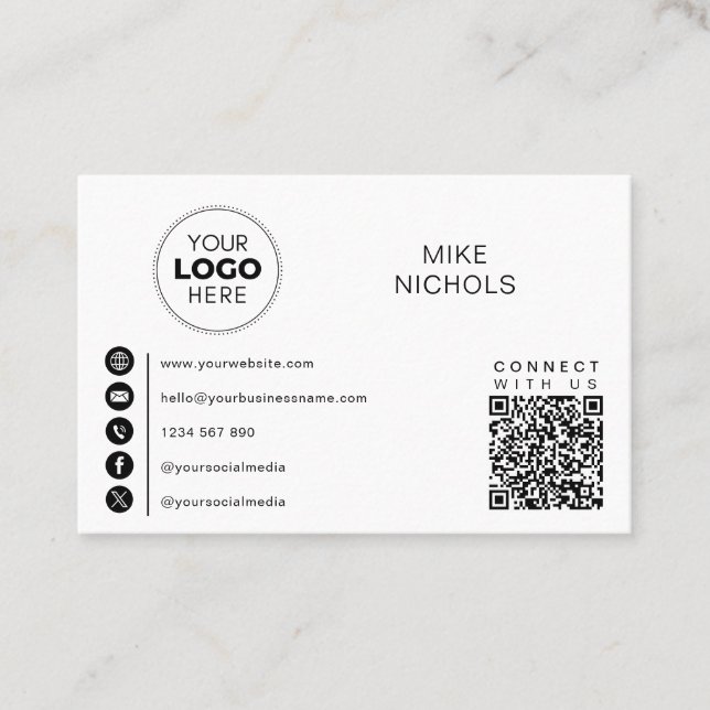 Carte De Visite Logo d'entreprise QR Code Connexion avec nous Mini (Devant)