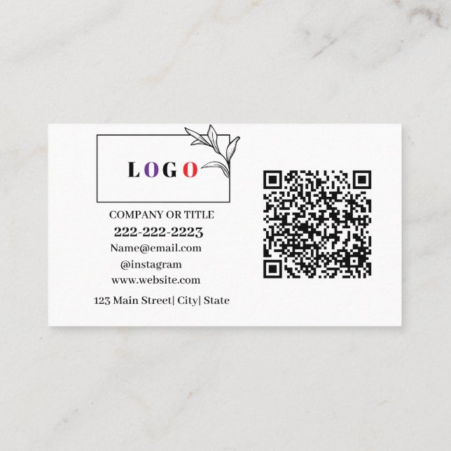 Carte De Visite Logo d'entreprise QR Code Moderne Professionnel (Dos)