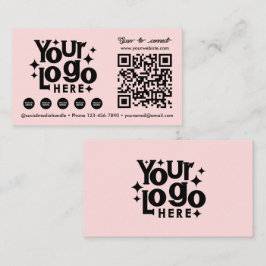 Carte De Visite Logo d'entreprise rose de QR Code numérisable médi