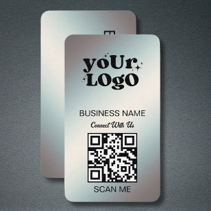 Carte De Visite Logo d'entreprise Silver QR Code   Black Silver Mo