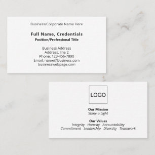 Carte De Visite Logo d'entreprise simple noir blanc