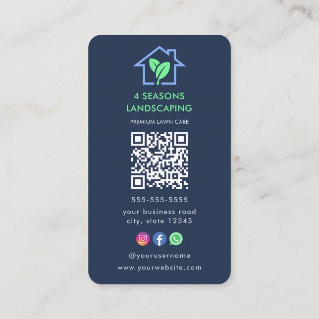 Carte De Visite Logo d'entretien de la pelouse professionnel Qr Co (Dos)