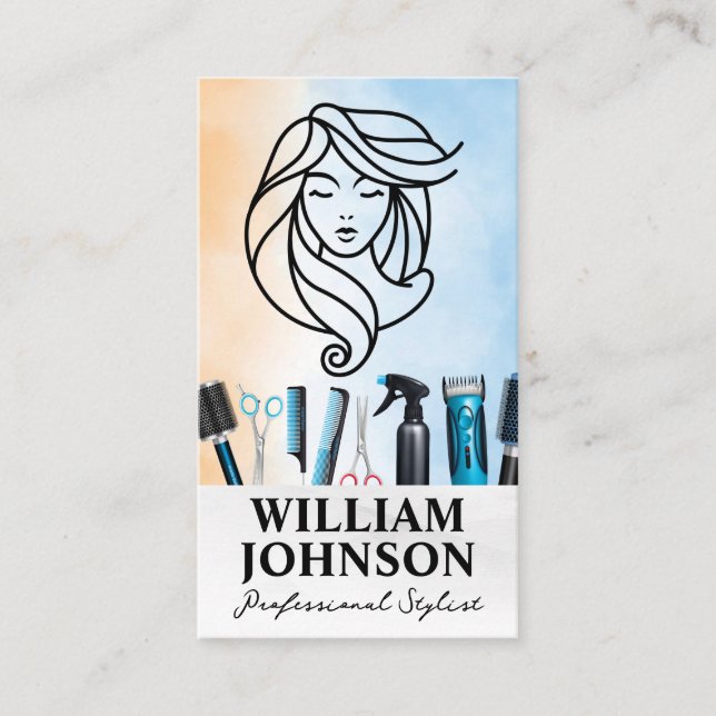 Carte De Visite Logo des cheveux de beauté | Outils de soins pour  (Devant)