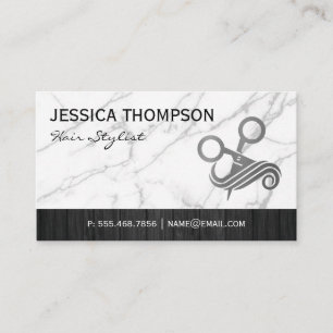 Carte De Visite Logo des ciseaux pour cheveux   Marbre   Découpe e