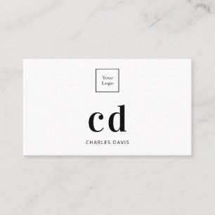 Carte De Visite Logo des initiales du monogramme noir blanc