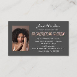 Carte De Visite Logo des médias sociaux Photo QR Code Blogger Rose