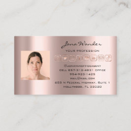 Carte De Visite Logo des médias sociaux Photo QR Code Rose maquill
