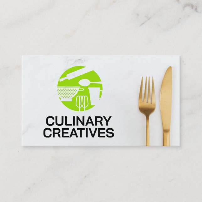 Carte De Visite Logo des outils de cuisson | Argent (Devant)