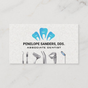 Carte De Visite Logo des outils dentaires et des dents