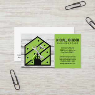 Carte De Visite Logo des outils matériels de la maison Bois