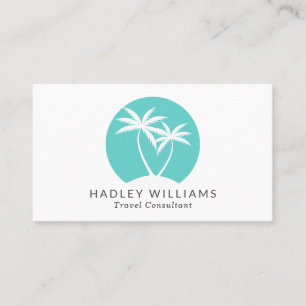 Carte De Visite Logo des palmiers tropicaux cool Aqua