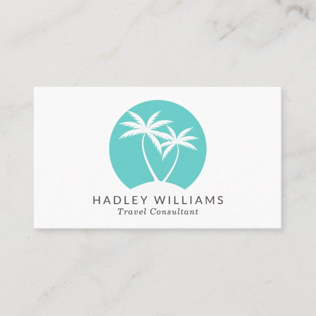 Carte De Visite Logo des palmiers tropicaux cool Aqua (Devant)