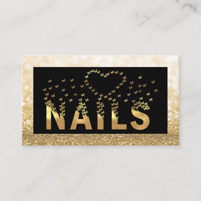 Carte De Visite Logo des papillons de luxe en or glitterie (Devant)